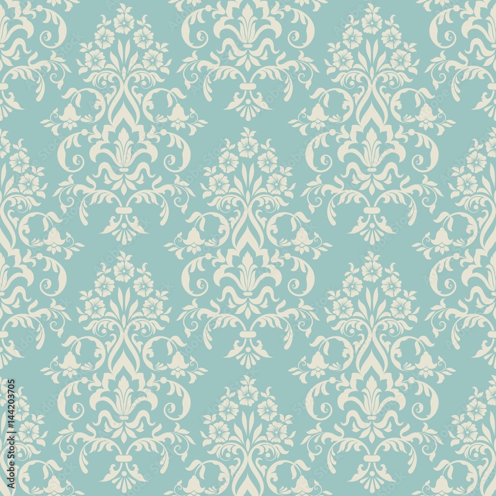 Vector damask seamless pattern background. Classical luxury old fashioned damask ornament, royal victorian seamless texture for wallpapers, textile, wrapping. Exquisite floral baroque template. Vector damask seamless pattern background. Classical luxury old fashioned damask ornament, royal victorian seamless texture for wallpapers, textile, wrapping. Exquisite floral baroque template.