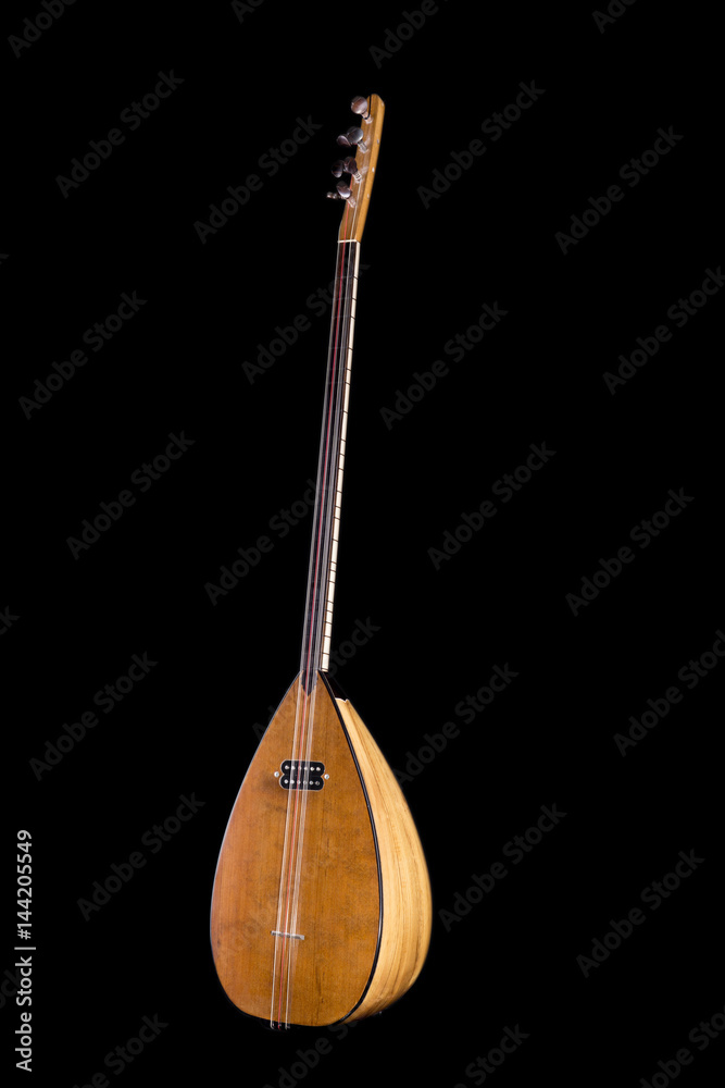Saz baglama Turkish Music Instrument Isolated on a Black Background Saz baglama Turkish Music Instrument Isolated on a Black Background
