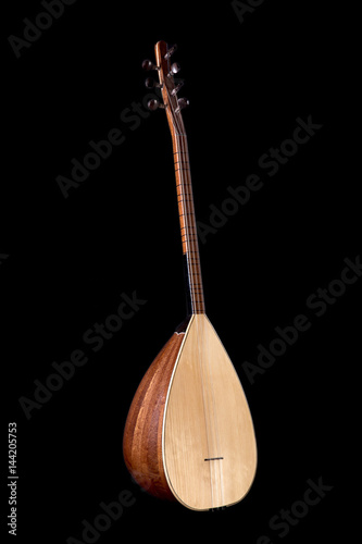 Saz baglama Turkish Music Instrument Isolated on a Black Background