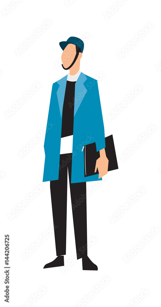 Elegant fashion man in suit and jacket vector illustration isolated on white background. Handsome hipster man, casual style model in flat design. Elegant fashion man in suit and jacket vector illustration isolated on white background. Handsome hipster man, casual style model in flat design.