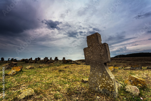 Old cemetery at dusk