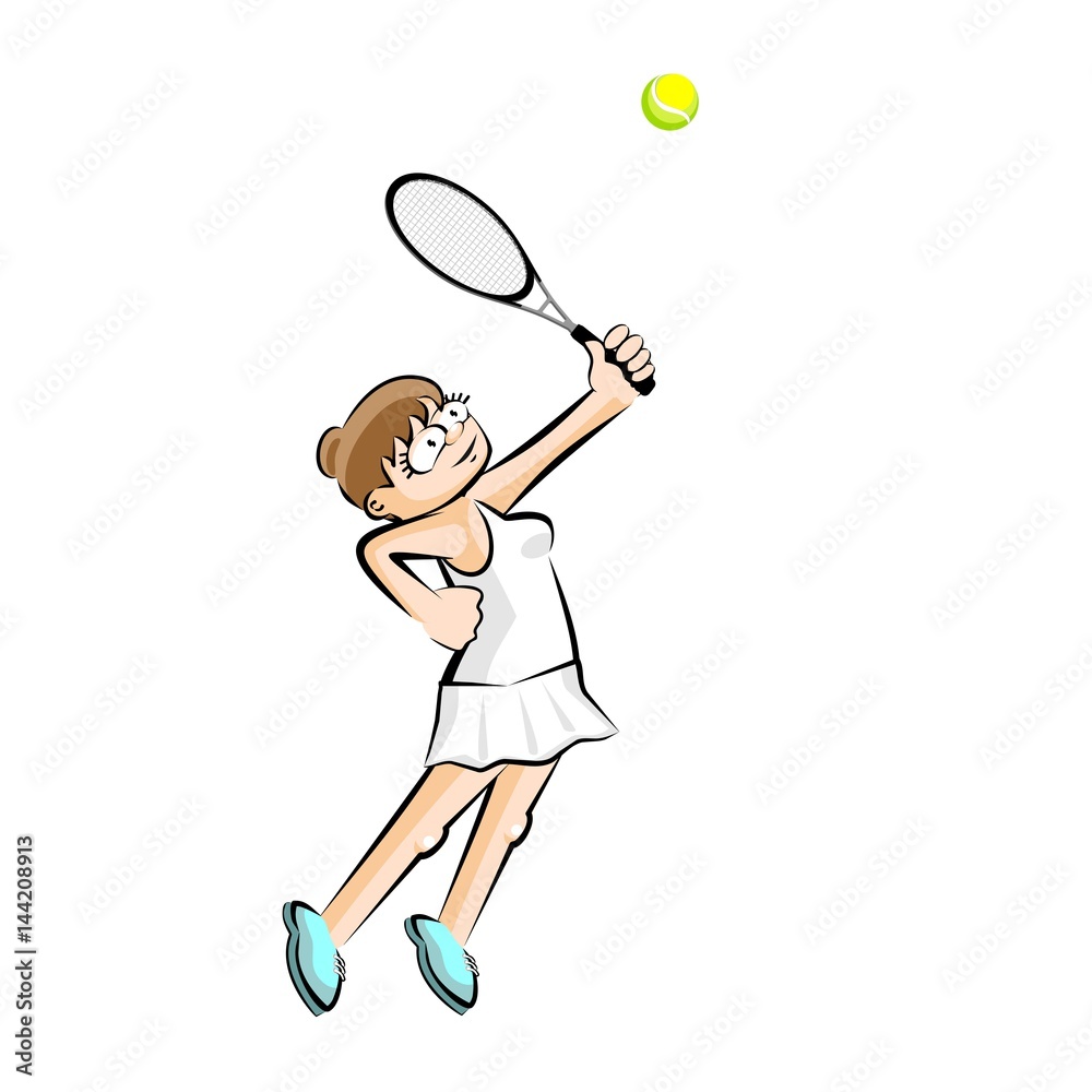 Girl playing tennis isolated on white Girl playing tennis isolated on white