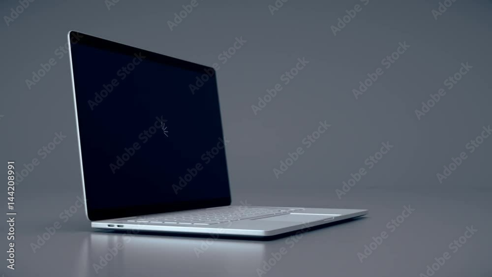 Modern laptop animation. Highly detailed aluminum laptop animation. 
The display with Alpha matte is perfect for tracking and adding your own presentation
High-quality 4K 3D rendering