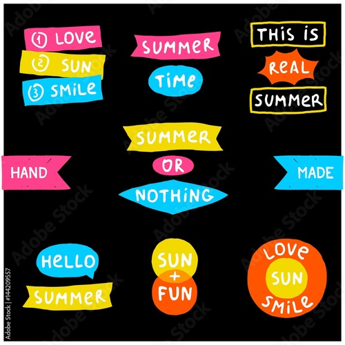 Summer doodle phrase collection