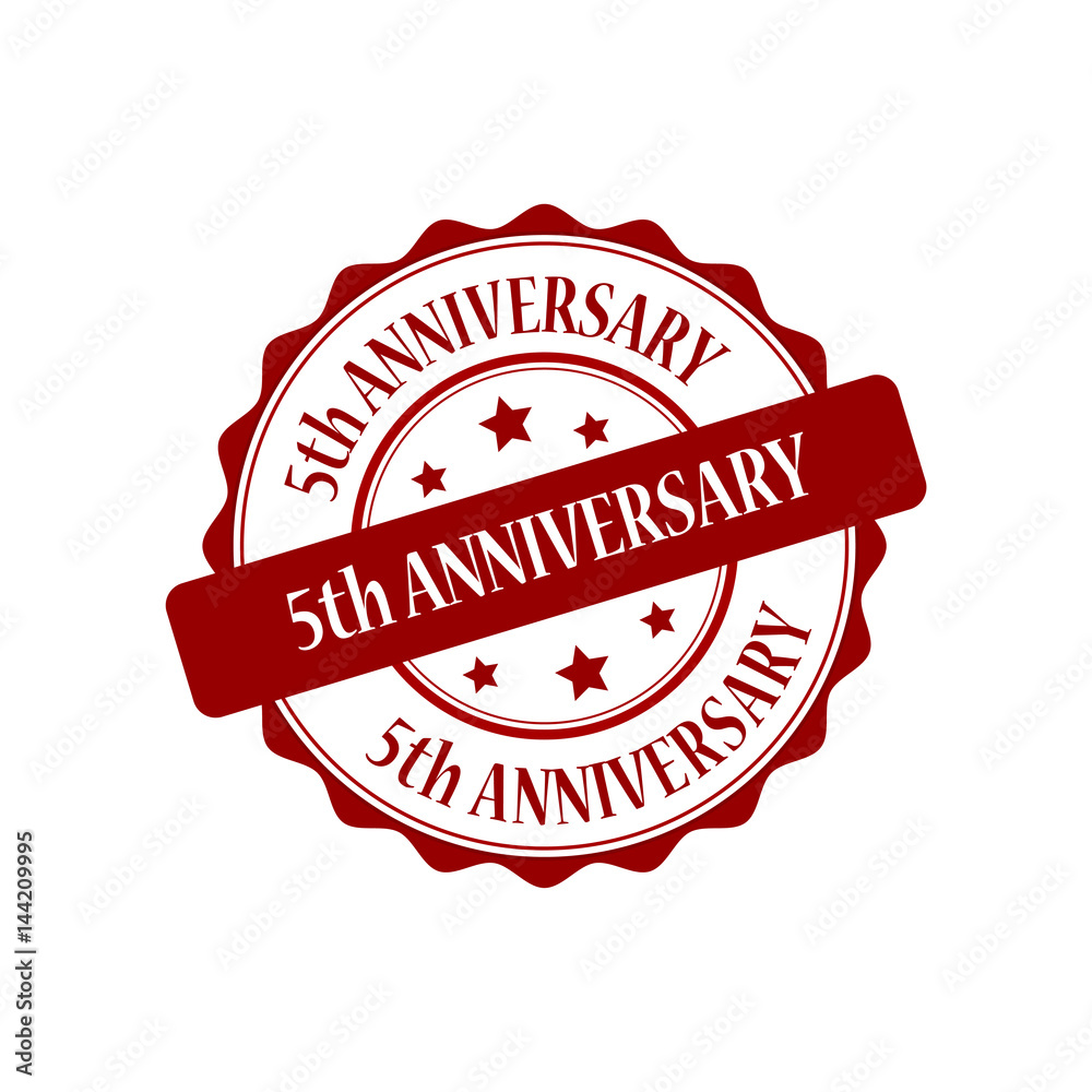 Obraz premium 5th anniversary red stamp illustration