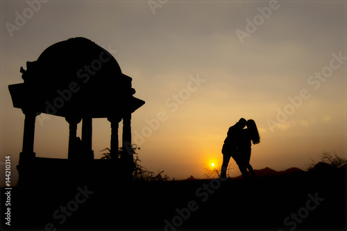 Couple Love in Sunset Evening