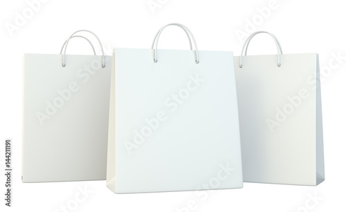 blank paper bags set isolated on white background. 3d rendering