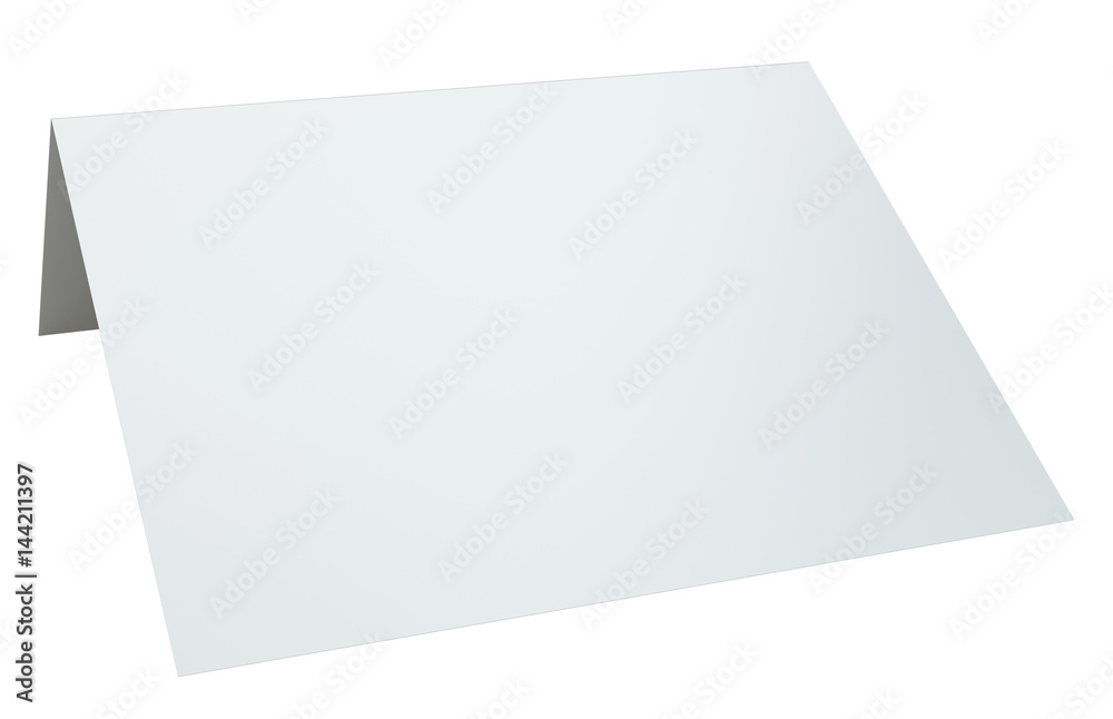 Close up of blank folded leaflet. 3d rendering isolated on white background. Close up of blank folded leaflet. 3d rendering isolated on white background.