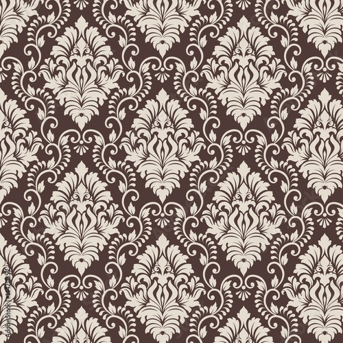 Vector damask seamless pattern background. Classical luxury old fashioned damask ornament  royal victorian seamless texture for wallpapers  textile  wrapping. Exquisite floral baroque template.