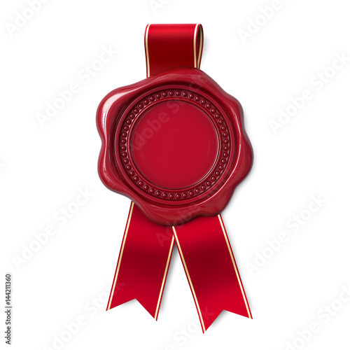 Red wax seal with double ribbon photo