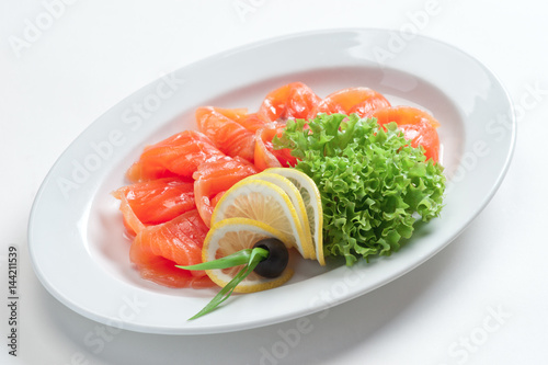 salmon, red fish on a plate