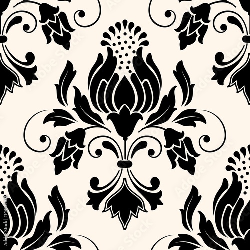 Vector damask seamless pattern element. Classical luxury old fashioned damask ornament, royal victorian seamless texture for wallpapers, textile, wrapping. Exquisite floral baroque template.