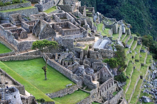 Factory houses of the Machu Picchu Inca ruins in Peru., South America.
