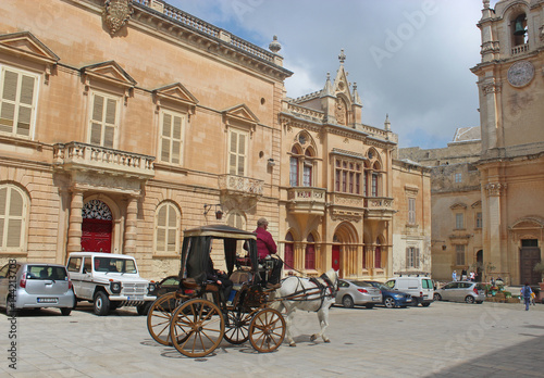 street scene with a horse carriage in Medina, Malta