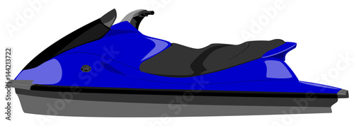 Aqua jetski isolated side view graffiti style isolated on white color vector illustration