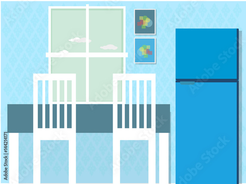 Eat room with window with refrigerator with other things