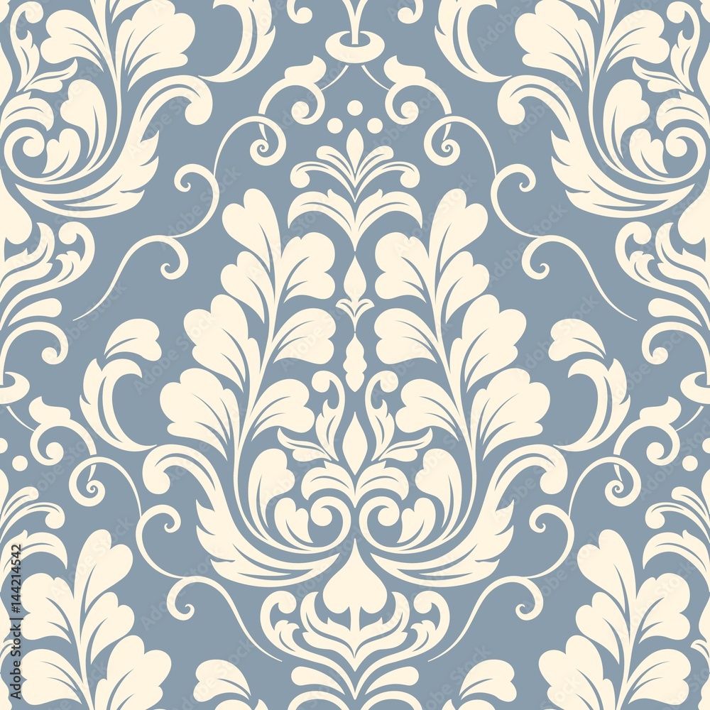 Vector damask seamless pattern element. Classical luxury old fashioned damask ornament, royal victorian seamless texture for wallpapers, textile, wrapping. Exquisite floral baroque template.