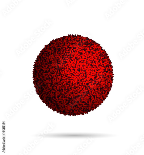 Red Fur Ball Isolated On White