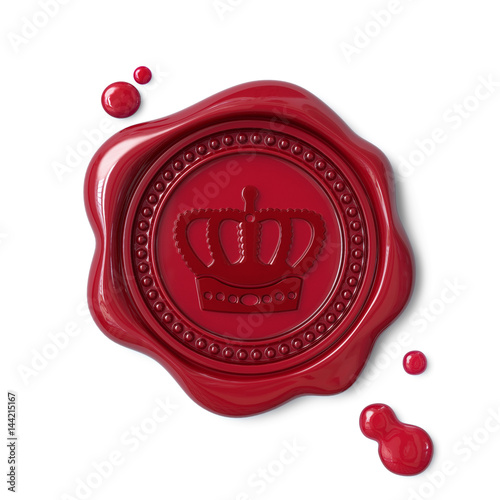 Red wax seal with crown sign Stock Illustration