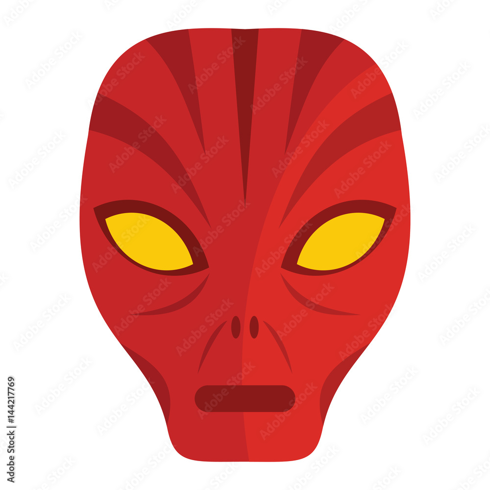 Cartoon flat alien head isolated on white background Cartoon flat alien head isolated on white background