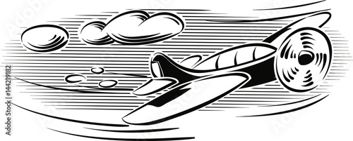 Propeller plane hurtling into the sky.