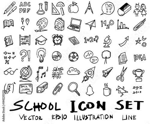 Freehand drawing school items . Back to School. Vector illustration. Set eps10