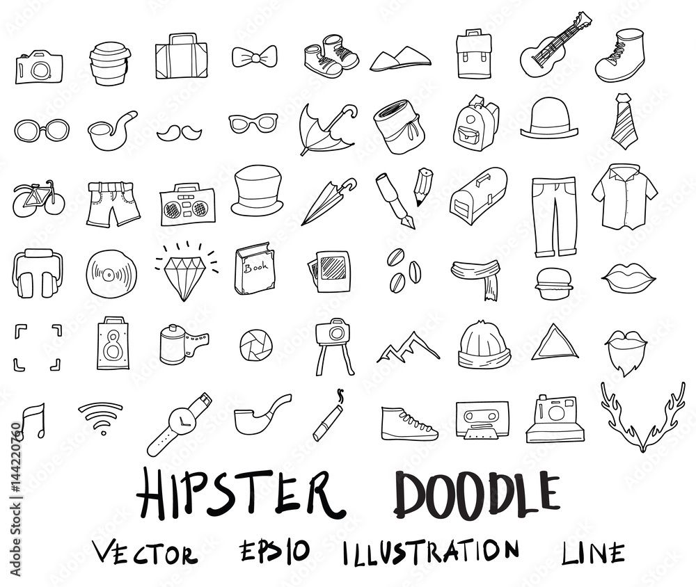 Doodle sketch hipster icons vector Illustration eps10 Doodle sketch hipster icons vector Illustration eps10