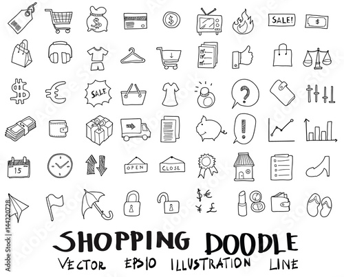 Doodle sketch shopping icons vector Illustration eps10