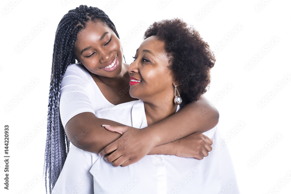 Obraz premium mother and her teenage daughter isolated on white