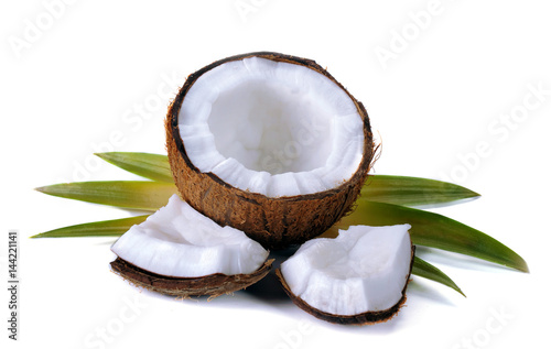 Coconut with leaves