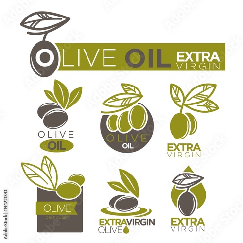 Olive oil extra virgin product vector label templates