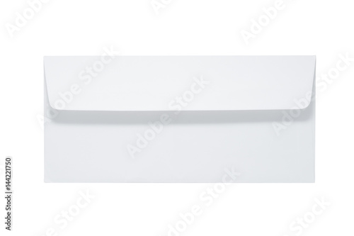 White envelope isolated on white background. Clipping path included.