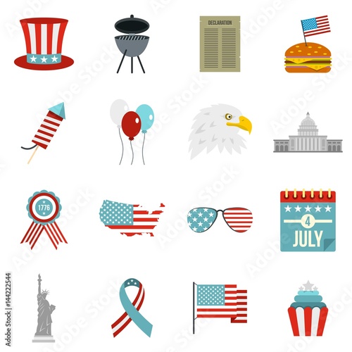 Independence day flag icons set in flat style