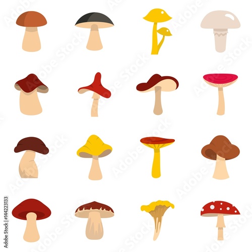 Mushroom icons set in flat style
