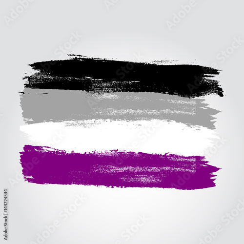 Asexual pride flag in a form of brush stroke photo