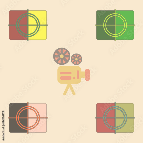 cinema film frame Vector illustration Collection in flat style movie film strip and focusing screen