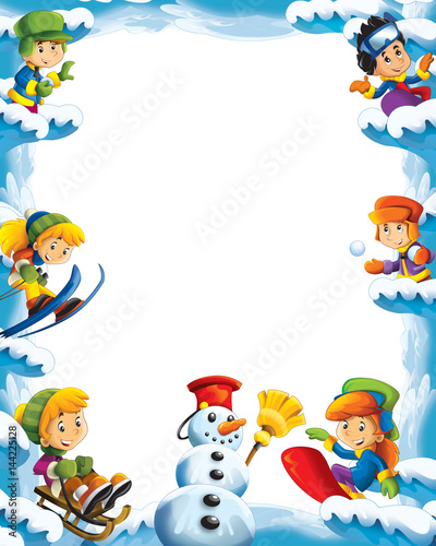 cartoon snow and ice frame for different usage with space for text