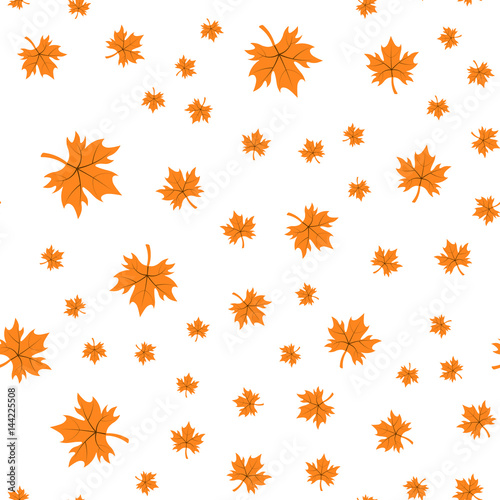 Seamless pattern of autumn leaves. Vector illustration of maple leaves