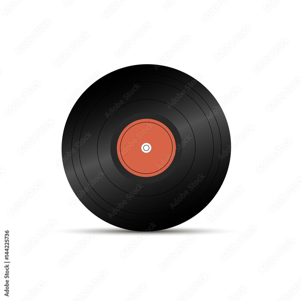 Fototapeta premium Realistic LP record icon, gramophone music object, vinyl disk record, Vector illustration