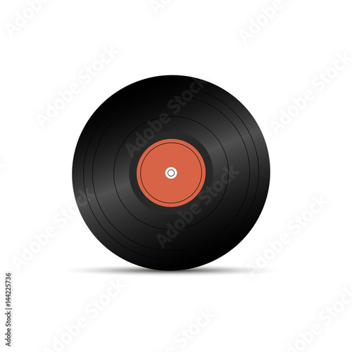 Realistic LP record icon, gramophone music object, vinyl disk record, Vector illustration
