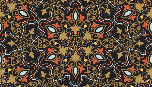 Vector floral seamless pattern element in Arabian style. Arabesque pattern. Eastern ethnic ornament. Elegant texture for backgrounds.