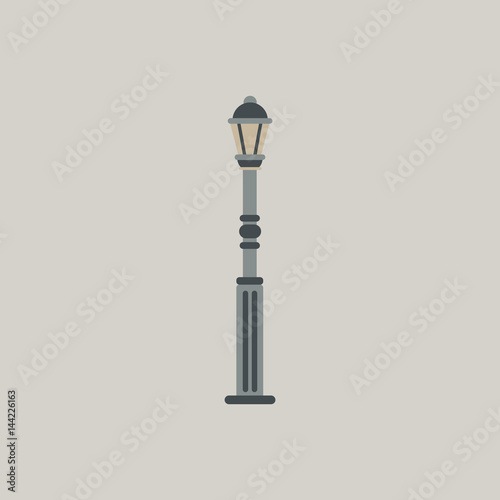 Retro vintage lamp post with electricity lantern vector illustration