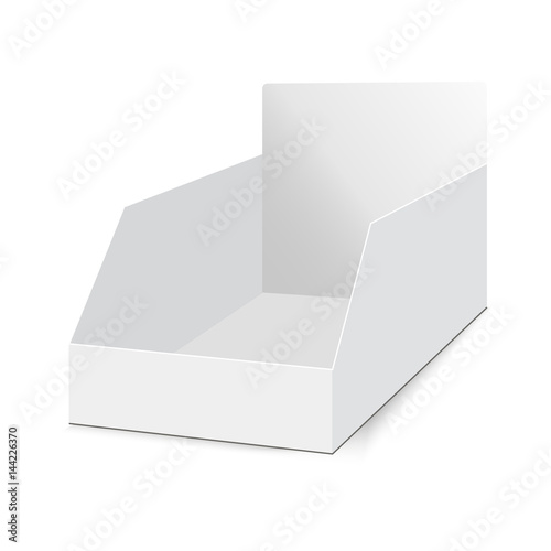 POS POI cardboard blank empty display show box holder. Vector mock up template ready for your design.    