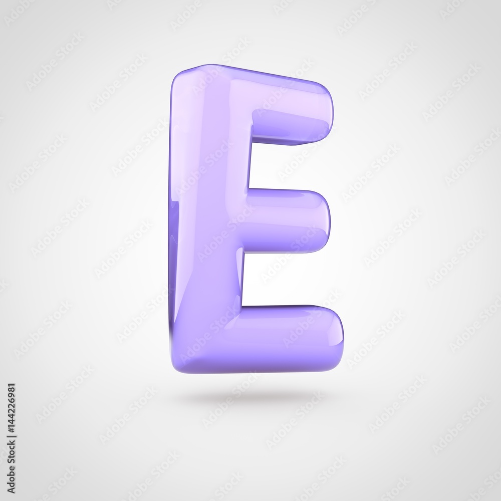 Glossy violet paint letter E uppercase Glossy violet paint letter E uppercase