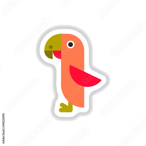 Vector illustration in paper sticker style parrot