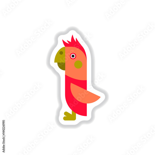 Vector illustration in paper sticker style parrot Cockatoo
