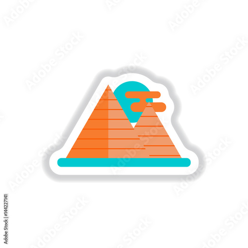 Vector illustration in paper sticker style Egypt pyramids and sun