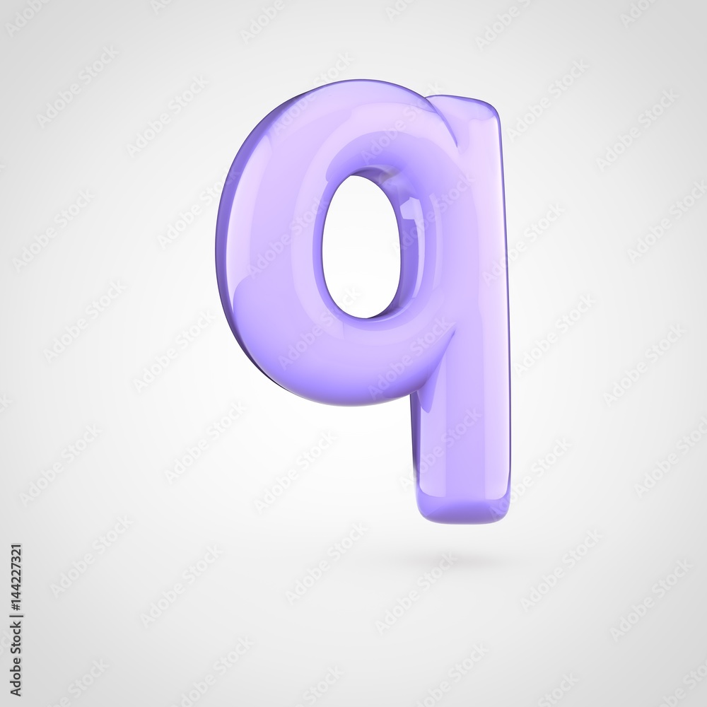 Glossy violet paint letter Q lowercase Glossy violet paint letter Q lowercase