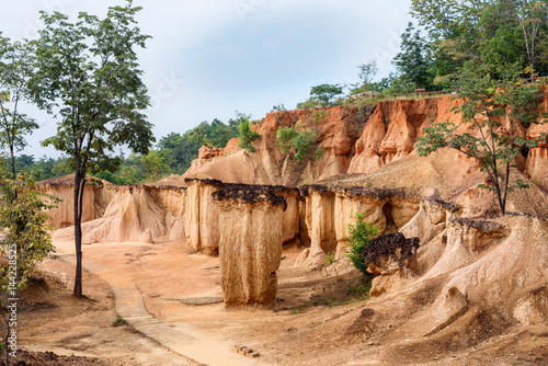 The rock formations in Phae Mueng Phi National park, Phrase Province, Thailand.