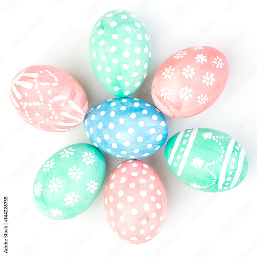 Obraz premium Easter eggs on white background